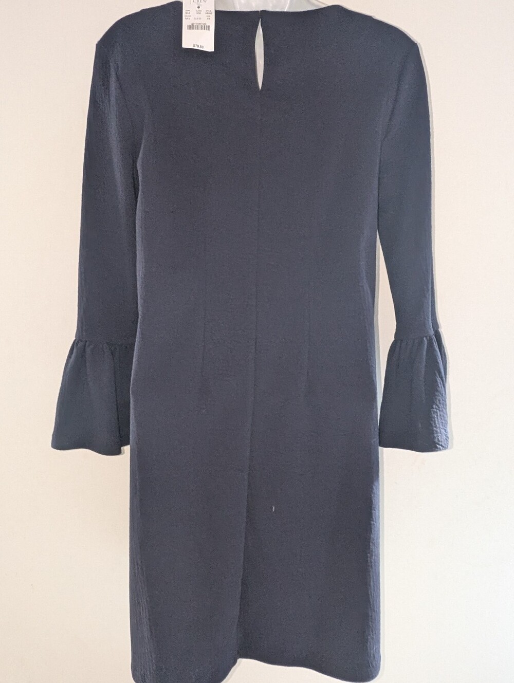 J.CREW Woman's Navy Blue Textured Dress Featuring Bell Sleeves - Size XS - Picture 3 of 4
